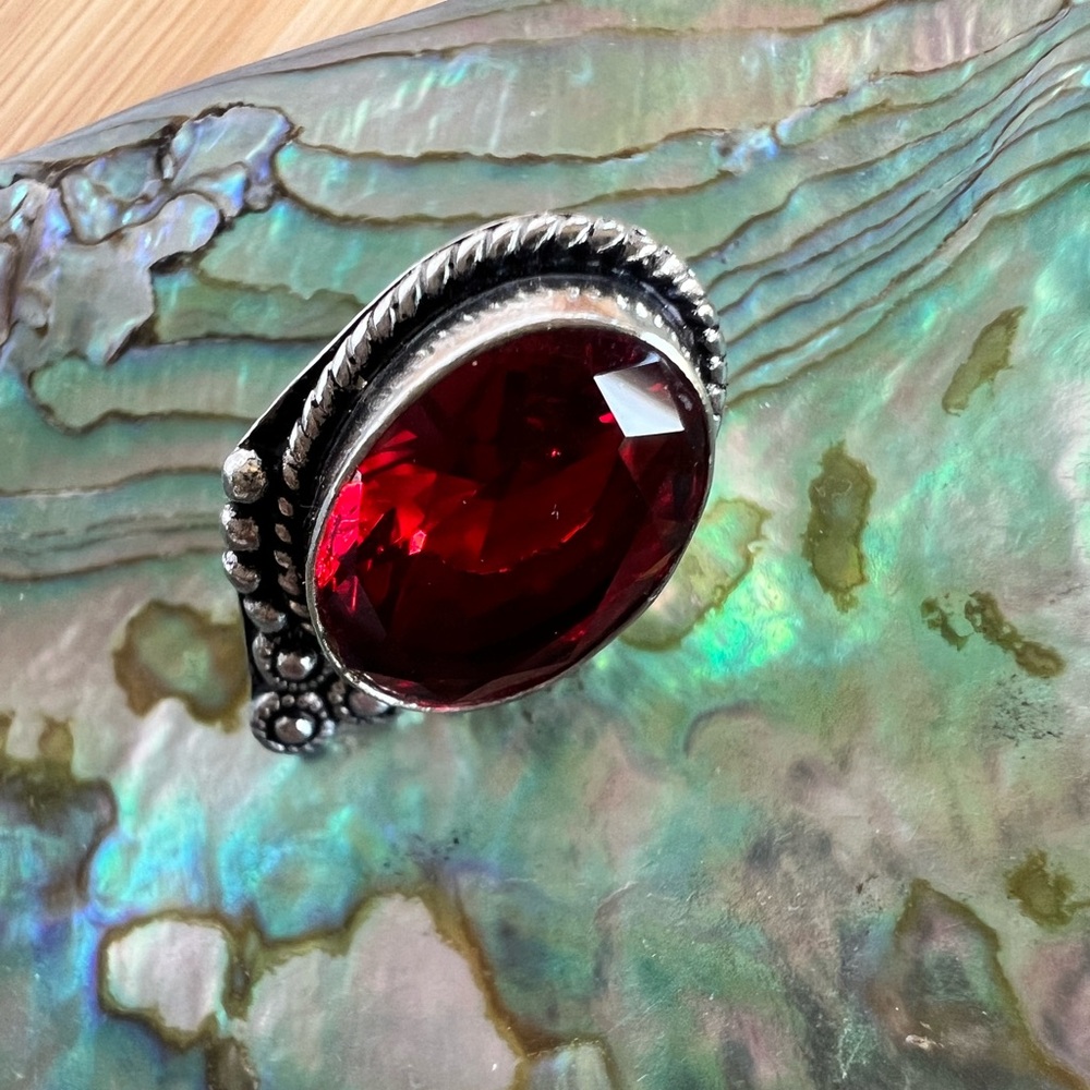 Ruby Silver Post Earrings - Picture 3 of 5